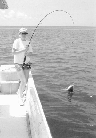Susan of Faith, NC, caught this large shark on a fishing charter.