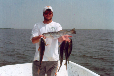 Jeremiah caught these speckled trout and drum aboard Affordable Charters last week.