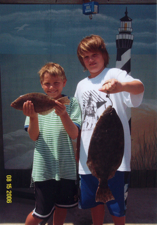 Christopher Sutton and Nick Chase caught these two flounder in the inlet aboard Affordable Charters. Christopher’s first flounder.