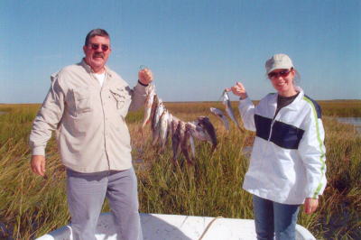 Tim and Erin caught these whiting and gray trout aboard Affordable Charters.
