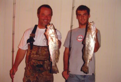 surf fishing Dean Pye and Shawn Carty caught these nice speckled trout