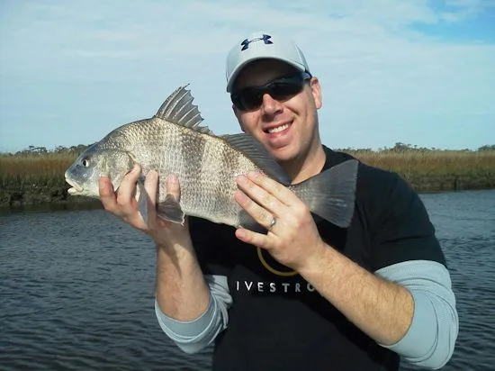 Seahawk Inshore Fishing Charter angler with a nice inshore black drum
