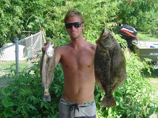 This nice speckled trout and flounder was caught by Dillon while fishing in the Cape Fear River