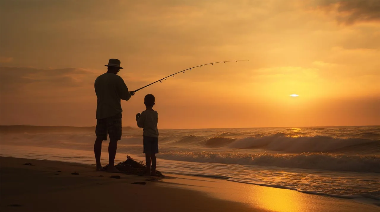 Surf fishing at Carolina Beach