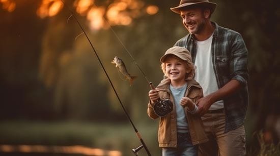 Illustration of family fishing