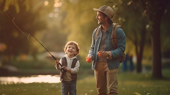 Illustration of family fishing