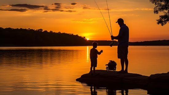 Illustration of family fishing