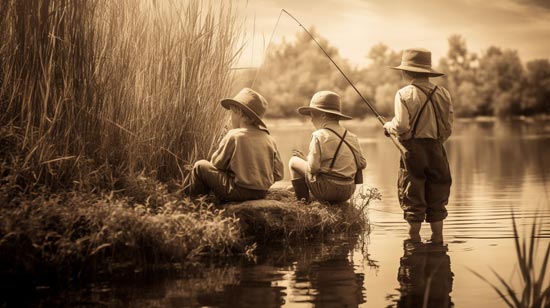 Illustration of family fishing